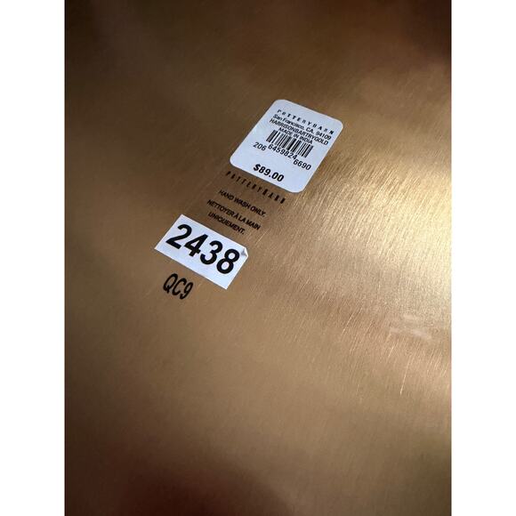 Pottery Barn Harrison Round Bar Tray Antique Gold 12/2 Steel / Brass - Picture 2 of 3